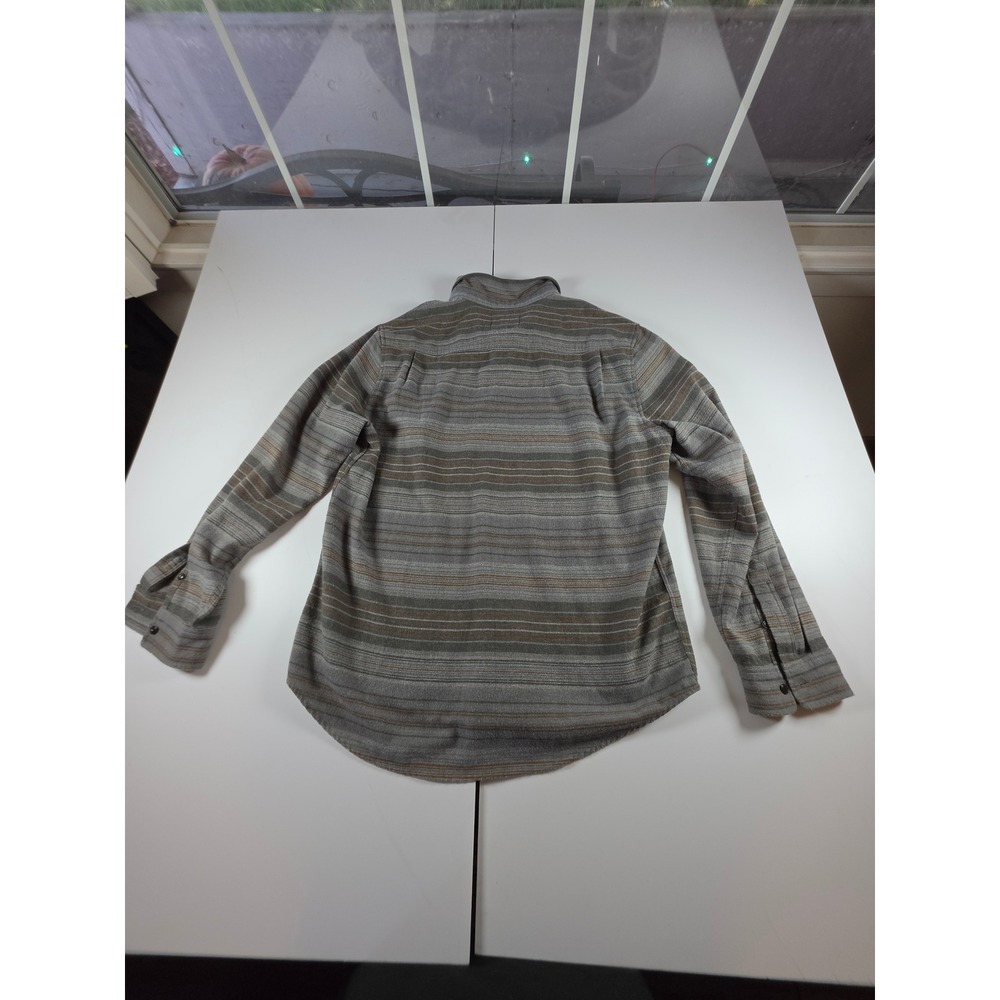 Rails Super Soft Flannel Striped Gray Button Shirt sz L Seaweed Moss Coastal - Picture 5 of 9
